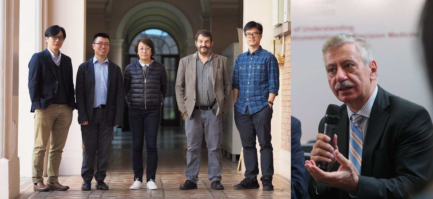 [Left to Right] Dr. Paddy Chan, Prof. Anderson Shum, Prof. Barbara Chan, Prof. David Weitz, Prof. Kenneth Wong and Dr. Fawwaz Habbal are the key leaders of the research programmes in the Centre.