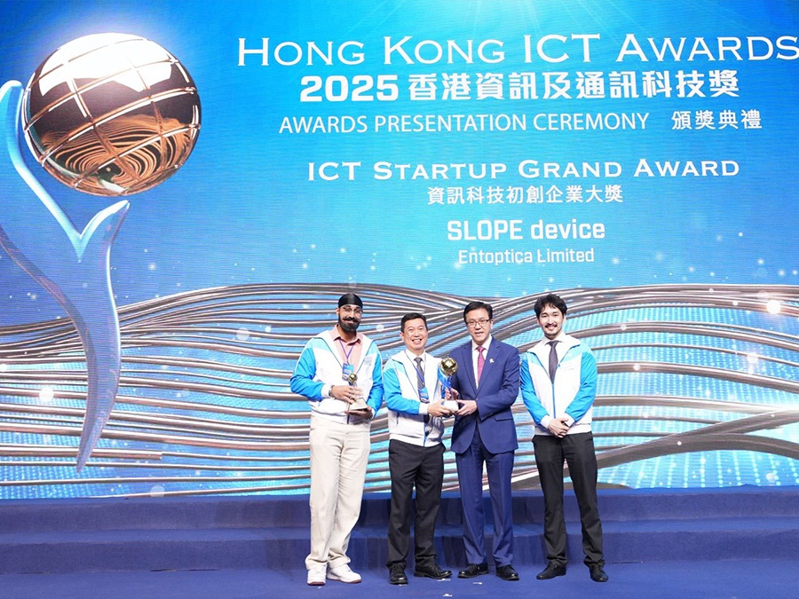 Entoptica, a spin-off company from CEVR, and its flagship Structured Light Observation and Perception Evaluation (SLOPE) device, won the Information Technology Startup Grand Award at the Hong Kong ICT Awards 2025. This achievement demonstrates the Centre’s ability to successfully translate laboratory research into market-ready commercial solutions.
